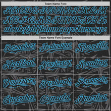Laden Sie das Bild in den Galerie-Viewer, Uksn Individuelles Schwarz Stahlgrau-Himmelblau Geometrischer Cyber-Sternenburst Authentisches Baseball-Trikot
