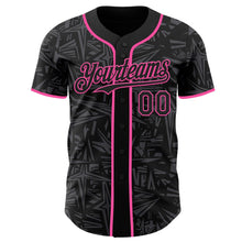 Laden Sie das Bild in den Galerie-Viewer, Uksn Individuelles Schwarz Stahlgrau-Pink Geometrischer Cyber-Sternenburst Authentisches Baseball-Trikot