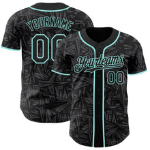 Laden Sie das Bild in den Galerie-Viewer, Uksn Individuelles Schwarz Stahlgrau-Eisblau Geometrischer Cyber-Sternenburst Authentisches Baseball-Trikot