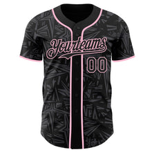 Laden Sie das Bild in den Galerie-Viewer, Uksn Individuelles Schwarz Stahlgrau-Hellrosa Geometrischer Cyber-Sternenburst Authentisches Baseball-Trikot