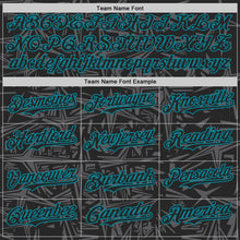 Laden Sie das Bild in den Galerie-Viewer, Uksn Individuelles Schwarz Stahlgrau-Petrol Geometrischer Cyber-Sternenburst Authentisches Baseball-Trikot