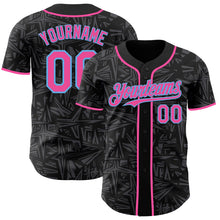 Laden Sie das Bild in den Galerie-Viewer, Uksn Individuelles Schwarz Pink Stahlgrau-Himmelblau Geometrischer Cyber-Sternenburst Authentisches Baseball-Trikot