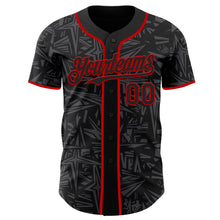 Laden Sie das Bild in den Galerie-Viewer, Uksn Individuelles Schwarz Stahlgrau-Rot Geometrischer Cyber-Sternenburst Authentisches Baseball-Trikot