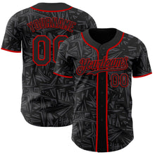Laden Sie das Bild in den Galerie-Viewer, Uksn Individuelles Schwarz Stahlgrau-Rot Geometrischer Cyber-Sternenburst Authentisches Baseball-Trikot