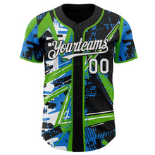 Laden Sie das Bild in den Galerie-Viewer, Uksn Individuelles Schwarz Weiß-Auroragrün Geometrische Splitter Punktgitter Authentisches Baseball-Trikot