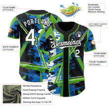 Laden Sie das Bild in den Galerie-Viewer, Uksn Individuelles Schwarz Weiß-Auroragrün Geometrische Splitter Punktgitter Authentisches Baseball-Trikot