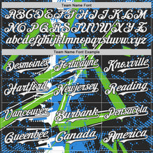 Laden Sie das Bild in den Galerie-Viewer, Uksn Individuelles Schwarz Weiß-Auroragrün Geometrische Splitter Punktgitter Authentisches Baseball-Trikot