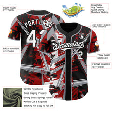 Laden Sie das Bild in den Galerie-Viewer, Uksn Individuelles Schwarz Weiß Rot-Grau Geometrische Splitter Punktgitter Authentisches Baseball-Trikot