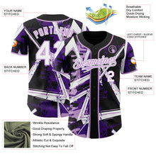Laden Sie das Bild in den Galerie-Viewer, Uksn Individuelles Schwarz Weiß-Hellviolett Geometrische Splitter Punktgitter Authentisches Baseball-Trikot