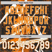 Laden Sie das Bild in den Galerie-Viewer, Uksn Individuelles Schwarz Weiß-Bay Orange Geometrische Splitter Punktgitter Authentisches Baseball-Trikot