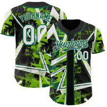 Laden Sie das Bild in den Galerie-Viewer, Uksn Individuelles Schwarz Weiß Neongrün-Kelly-Grün Geometrische Splitter Punktgitter Authentisches Baseball-Trikot
