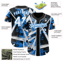 Laden Sie das Bild in den Galerie-Viewer, Uksn Individuelles Schwarz Weiß Grau-Elektrisch Blau Geometrische Splitter Punktgitter Authentisches Baseball-Trikot