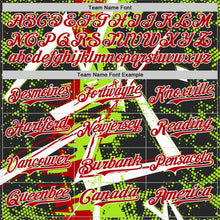 Laden Sie das Bild in den Galerie-Viewer, Uksn Individuelles Schwarz Weiß Neongrün-Rot Geometrische Splitter Punktgitter Authentisches Baseball-Trikot