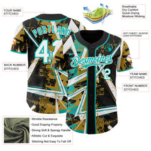 Laden Sie das Bild in den Galerie-Viewer, Uksn Individuelles Schwarz Weiß Altgold-Aqua Geometrische Splitter Punktgitter Authentisches Baseball-Trikot