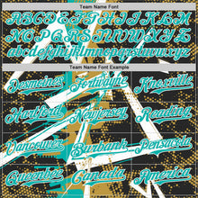 Laden Sie das Bild in den Galerie-Viewer, Uksn Individuelles Schwarz Weiß Altgold-Aqua Geometrische Splitter Punktgitter Authentisches Baseball-Trikot