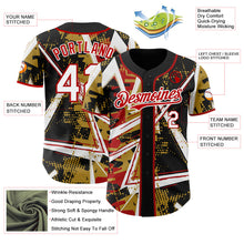 Laden Sie das Bild in den Galerie-Viewer, Uksn Individuelles Schwarz Weiß Altgold-Rot Geometrische Splitter Punktgitter Authentisches Baseball-Trikot