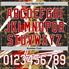 Laden Sie das Bild in den Galerie-Viewer, Uksn Individuelles Schwarz Weiß Altgold-Rot Geometrische Splitter Punktgitter Authentisches Baseball-Trikot