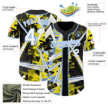 Laden Sie das Bild in den Galerie-Viewer, Uksn Individuelles Schwarz Weiß Hellgelb-Hellblau Geometrische Splitter Punktgitter Authentisches Baseball-Trikot