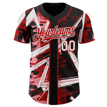 Laden Sie das Bild in den Galerie-Viewer, Uksn Individuelles Schwarz Weiß Mittelpink-Rot Geometrische Splitter Punktgitter Authentisches Baseball-Trikot