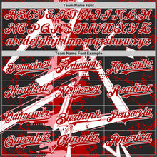 Laden Sie das Bild in den Galerie-Viewer, Uksn Individuelles Schwarz Weiß Mittelpink-Rot Geometrische Splitter Punktgitter Authentisches Baseball-Trikot