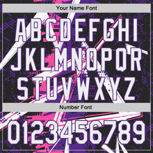 Laden Sie das Bild in den Galerie-Viewer, Uksn Individuelles Schwarz Weiß Pink-Violett Geometrische Splitter Punktgitter Authentisches Baseball-Trikot
