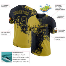 Laden Sie das Bild in den Galerie-Viewer, Uksn Individuelles Schwarz-Altgold Abstrakt Pinselstrich Funktions-T-Shirt