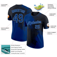 Laden Sie das Bild in den Galerie-Viewer, Uksn Individuelles Schwarz US Marineblau-Hellblau Abstrakt Pinselstrich Funktions-T-Shirt
