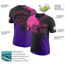 Laden Sie das Bild in den Galerie-Viewer, Uksn Individuelles Schwarz Pink-Violett Abstrakt Pinselstrich Funktions-T-Shirt