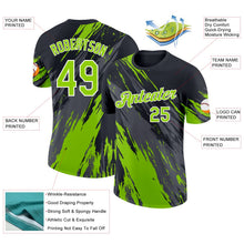 Laden Sie das Bild in den Galerie-Viewer, Uksn Individuelles Schwarz Neongrün Stahlgrau-Weiß Abstrakt Pinselstrich Spritzer Funktions-T-Shirt