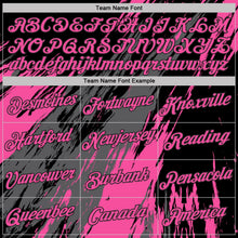 Laden Sie das Bild in den Galerie-Viewer, Uksn Individuelles Schwarz Pink Stahlgrau-Weiß Abstrakt Pinselstrich Spritzer Funktions-T-Shirt