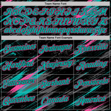 Laden Sie das Bild in den Galerie-Viewer, Uksn Individuelles Schwarz Aqua-Pink Abstrakt Pinselstrich Spritzer Funktions-T-Shirt