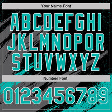 Laden Sie das Bild in den Galerie-Viewer, Uksn Individuelles Schwarz Aqua Stahlgrau-Weiß Abstrakt Pinselstrich Spritzer Funktions-T-Shirt