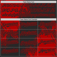 Laden Sie das Bild in den Galerie-Viewer, Uksn Individuelles Schwarz-Rot Abstrakter Pinselstrich Authentisches Baseball-Trikot