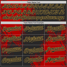 Laden Sie das Bild in den Galerie-Viewer, Uksn Individuelles Schwarz Rot-Altgold Abstrakter Pinselstrich Authentisches Baseball-Trikot