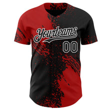 Laden Sie das Bild in den Galerie-Viewer, Uksn Individuelles Schwarz Rot-Weiß Abstrakter Pinselstrich Authentisches Baseball-Trikot