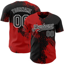 Laden Sie das Bild in den Galerie-Viewer, Uksn Individuelles Schwarz Rot-Weiß Abstrakter Pinselstrich Authentisches Baseball-Trikot