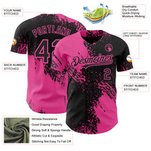 Laden Sie das Bild in den Galerie-Viewer, Uksn Individuelles Schwarz-Pink Abstrakter Pinselstrich Authentisches Baseball-Trikot