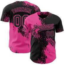 Laden Sie das Bild in den Galerie-Viewer, Uksn Individuelles Schwarz-Pink Abstrakter Pinselstrich Authentisches Baseball-Trikot