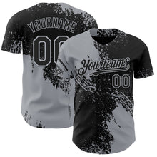 Laden Sie das Bild in den Galerie-Viewer, Uksn Individuelles Schwarz-Grau Abstrakter Pinselstrich Authentisches Baseball-Trikot