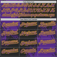 Laden Sie das Bild in den Galerie-Viewer, Uksn Individuelles Schwarz Violett-Gelb Abstrakter Pinselstrich Authentisches Baseball-Trikot