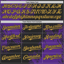 Laden Sie das Bild in den Galerie-Viewer, Uksn Individuelles Schwarz Altgold-Violett Abstrakter Pinselstrich Authentisches Baseball-Trikot