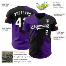 Laden Sie das Bild in den Galerie-Viewer, Uksn Individuelles Schwarz Weiß-Violett Abstrakter Pinselstrich Authentisches Baseball-Trikot