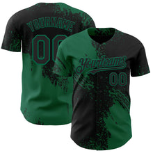Laden Sie das Bild in den Galerie-Viewer, Uksn Individuelles Schwarz-Kelly-Grün Abstrakter Pinselstrich Authentisches Baseball-Trikot
