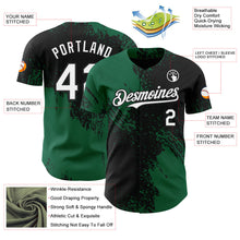 Laden Sie das Bild in den Galerie-Viewer, Uksn Individuelles Schwarz Weiß-Kelly-Grün Abstrakter Pinselstrich Authentisches Baseball-Trikot
