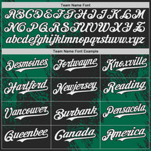 Laden Sie das Bild in den Galerie-Viewer, Uksn Individuelles Schwarz Weiß-Kelly-Grün Abstrakter Pinselstrich Authentisches Baseball-Trikot