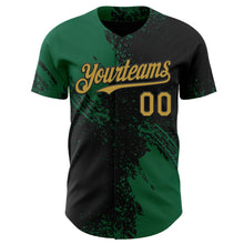 Laden Sie das Bild in den Galerie-Viewer, Uksn Individuelles Schwarz Altgold-Kelly-Grün Abstrakter Pinselstrich Authentisches Baseball-Trikot