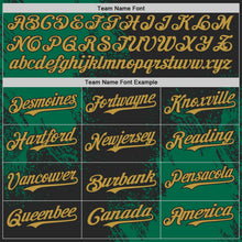 Laden Sie das Bild in den Galerie-Viewer, Uksn Individuelles Schwarz Altgold-Kelly-Grün Abstrakter Pinselstrich Authentisches Baseball-Trikot