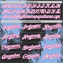 Laden Sie das Bild in den Galerie-Viewer, Uksn Individuelles Schwarz Weiß Hellblau-Pink Abstrakter Pinselstrich Authentisches Baseball-Trikot