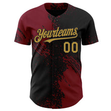Laden Sie das Bild in den Galerie-Viewer, Uksn Individuelles Schwarz Altgold-Karmesinrot Abstrakter Pinselstrich Authentisches Baseball-Trikot