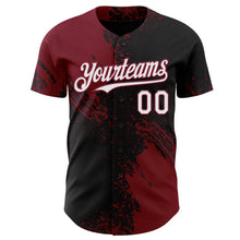 Laden Sie das Bild in den Galerie-Viewer, Uksn Individuelles Schwarz Weiß-Karmesinrot Abstrakter Pinselstrich Authentisches Baseball-Trikot